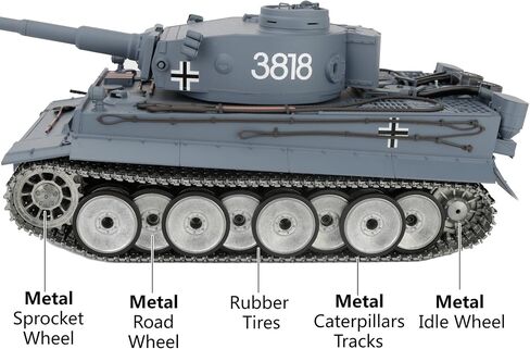 1/16 2.4ghz Remote Control German Tiger I Gray Color Tank Adults Model Toy(Upgraded/Metal Road Wheel & Tracks & Sprocket Wheel & Idle Wheel)(Steel Gear Gearbox)(5000mah Nimh Battery)(Airsoft) in Kuwait