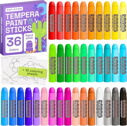 ARTISTRO 100% Washable Tempera Paint Sticks for Kids - 12 Non-toxic Paint Markers for Kids - Color Sticks with Twist Design in Kuwait