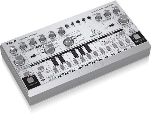 Behringer TD-3-SR Analog Bass Line Synthesizer - Silver and Hosa MID-315BK 5-Pin DIN to 5-Pin DIN MIDI Cable, 15 Feet Bundle in Kuwait