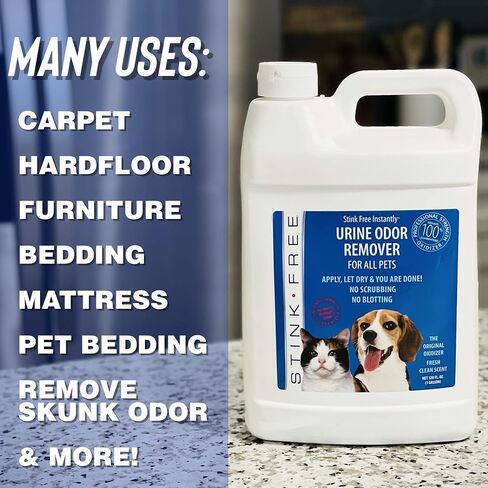 Pet Urine Odor Eliminator and Remover for Cat and Dog Urine, Oxidizer Based Pee Cleaner Destroyer for Carpets, Rugs, Mattress, etc. 128 Oz (1 Gallon) in Kuwait