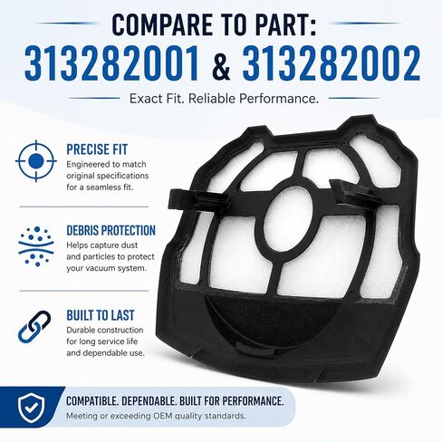 استبدال فلتر الفراغ متوافق مع مكنسة كهربائية Ryobi P718 P718K P718B 313282002 18 فولت، مجموعة فلتر واحدة مع شاشة مسبقة in Kuwait