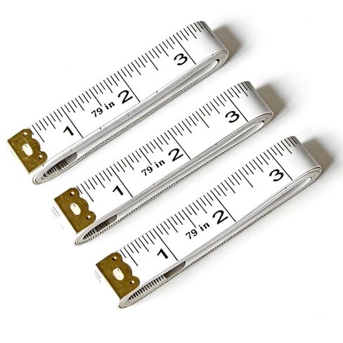 3 Pack Soft Tape Measure Double Scale 79 Inch, Body Measuring Tape Fabric Craft Sewing Flexible Vinyl Ruler & Medical Body Measurement for Body Weight Loss (White) in Kuwait
