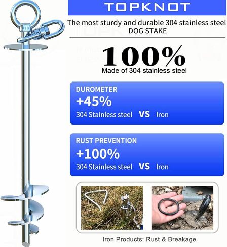 TOPKNOT Dog Tie Out Cable and Stake for Yard,with 2x20FT Heavy Duty Cables,360°Swivel Dog Run Anchor- No Tangle,Runner for Yard - Up to 200LBS,Ideal for Outdoor Camping in Saudi Arabia