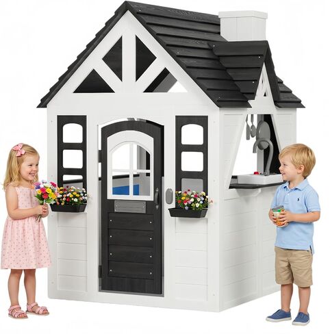 Aoxun Kids Outdoor Playhouse Wooden Cottage Play House for Kids Ages 3+ in Kuwait