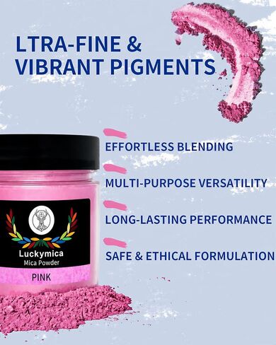 Mica Powder for Epoxy Resin, Premium Pearlescent Pigment Powder for Resin Art, Dye, Nail Polish, Paint, Candle Making, Soap Making, Bath Bombs, DIY Cosmetics - Pink (50g / 1.76oz) in Saudi Arabia