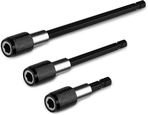 QWORK 3 Pcs 1/4 Inch Hex Shank Quick Release Bar Socket Screwdriver Bit Holder, Magnetic Extension Chuck Adapter set for Screws, Nuts, Drill,Driver,bit set and Handheld Driver in Kuwait