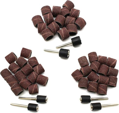 TEMO 100 pc 1/2 Inch Sand Drum Grit 60 Coarse with 2 pc 1/8 Inch Mandrel for Dremel Rotary Tools in Kuwait