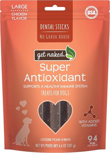 Get Naked Grain Free 1 Pouch 6.6 Oz Super Antioxidant Dental Chew Sticks, Large in Kuwait