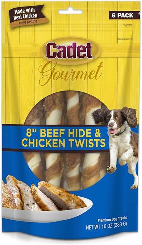 Cadet Gourmet Beef Hide & Chicken Twists Dog Chew Sticks, 50 Count, 5" in Saudi Arabia