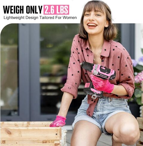 Bielmeier 12V Cordless Power Drill Kit Ideal for DIY Home Use, Variable Speed, Keyless Chuck, Pink Cordless Drill Kit, 82- piece Home Tool Set with Battery, Charger and Storage Bag in Kuwait