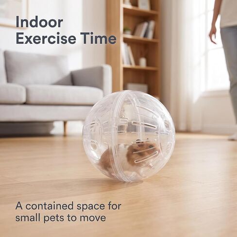 1Pc White-Transparent Plastic Silent Hamster Ball, Exercise Ball for Small Animals, Spinner Hamster Running for Sugar Gliders Small Mice Gerbils Hamsters (Diameter 10 cm in Kuwait