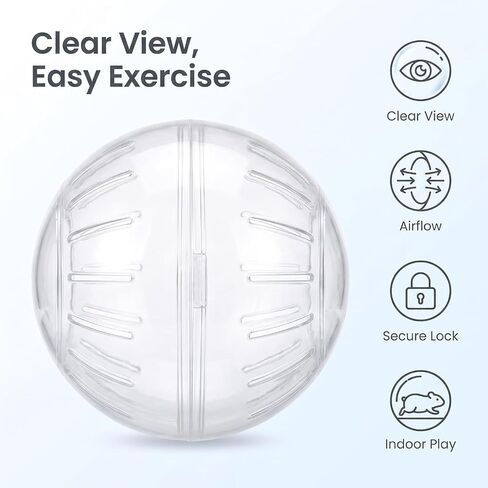 1Pc White-Transparent Plastic Silent Hamster Ball, Exercise Ball for Small Animals, Spinner Hamster Running for Sugar Gliders Small Mice Gerbils Hamsters (Diameter 10 cm in Kuwait