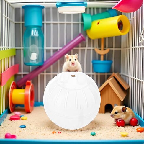 1Pc White-Transparent Plastic Silent Hamster Ball, Exercise Ball for Small Animals, Spinner Hamster Running for Sugar Gliders Small Mice Gerbils Hamsters (Diameter 10 cm in Kuwait