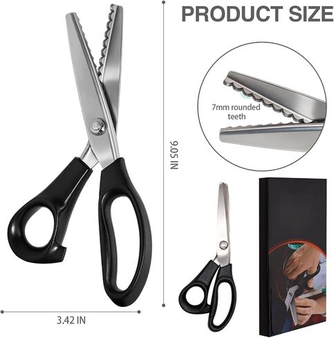 Scalloped Pinking Shears for Fabric Cutting Scalloped 7mm, Professional Zig-Zag Cut Scissors, Sewing Craft Paper Cutting Clothing Fabric for Home (scalloped 7mm) in Kuwait