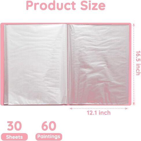 Diamond Art Storage Book, 30 Pages 60 Views Portfolio Folder for Diamond Painting, A3 Waterproof Art Portfolio Binder with Clear Sleeves, Presentation Book for Artwork, Pink in Saudi Arabia
