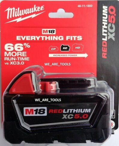 Milwaukee 48-11-1852 M18 REDLITHIUM XC 5 Ah Lithium-Ion Extended Capacity Battery (2-Pack) in Kuwait