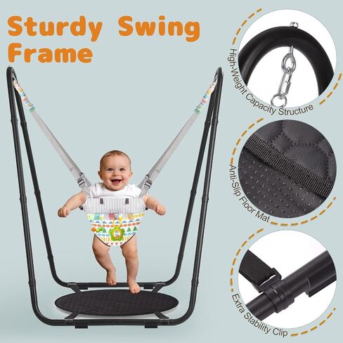 2-in-1 Baby Bouncer Jumper & Toddler Swing, Outdoor/Indoor Baby Swing with 5-Point Safety Harness, Space-Saving Design, Stable and Secure Jumper for Baby in Saudi Arabia