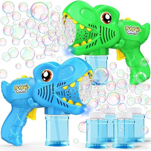Yunaking Kids Bubble Gun 2 Pack, Dino Bubble Machine for Boy Girl Toys Gift in Kuwait