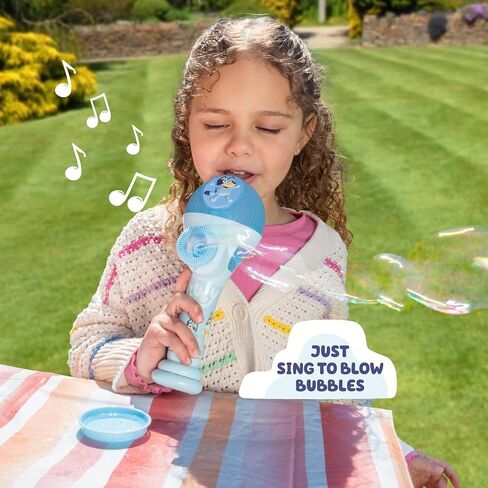 BLUEY Dance Mode Bubble Machine and Toy Microphone | Bluey Toy for Baby, Toddlers and Kids | Includes Bubble Solution in Kuwait
