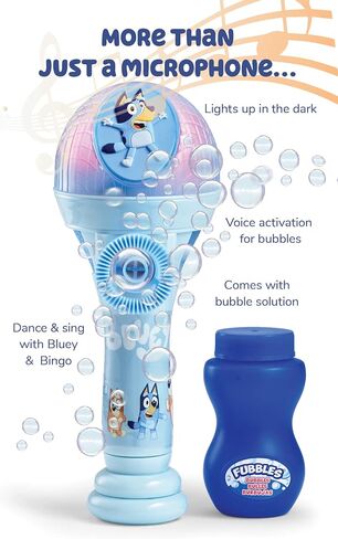 BLUEY Dance Mode Bubble Machine and Toy Microphone | Bluey Toy for Baby, Toddlers and Kids | Includes Bubble Solution in Kuwait