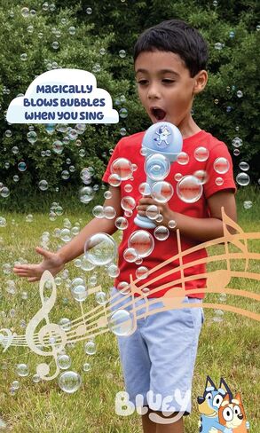 BLUEY Dance Mode Bubble Machine and Toy Microphone | Bluey Toy for Baby, Toddlers and Kids | Includes Bubble Solution in Kuwait