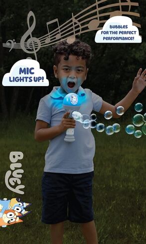 BLUEY Dance Mode Bubble Machine and Toy Microphone | Bluey Toy for Baby, Toddlers and Kids | Includes Bubble Solution in Kuwait