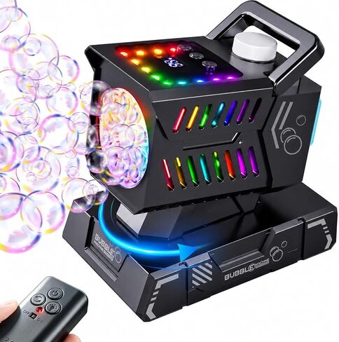 SHCKE Bubble Machine with Remote Control, Auto Rotation & 11 RGB Lights in Kuwait