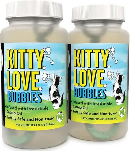 Kitty Love Bubbles: 2 Pack Catnip Scented - 4oz Bottles, Catnip Infused Long Lasting Bubbles for Cats, Non-Toxic & Allergen-Free, Combine Toy & Treat in Kuwait
