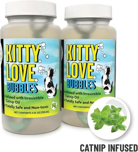 Kitty Love Bubbles: 2 Pack Catnip Scented - 4oz Bottles, Catnip Infused Long Lasting Bubbles for Cats, Non-Toxic & Allergen-Free, Combine Toy & Treat in Kuwait