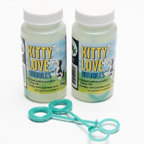 Kitty Love Bubbles: 2 Pack Catnip Scented - 4oz Bottles, Catnip Infused Long Lasting Bubbles for Cats, Non-Toxic & Allergen-Free, Combine Toy & Treat in Kuwait