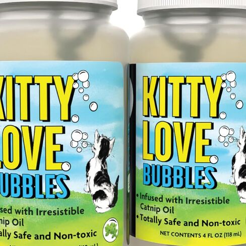Kitty Love Bubbles: 2 Pack Catnip Scented - 4oz Bottles, Catnip Infused Long Lasting Bubbles for Cats, Non-Toxic & Allergen-Free, Combine Toy & Treat in Kuwait