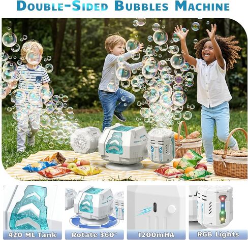Bubble Machine, Rechargeable Dual-Nozzle Bubble Machine for Kids in Kuwait
