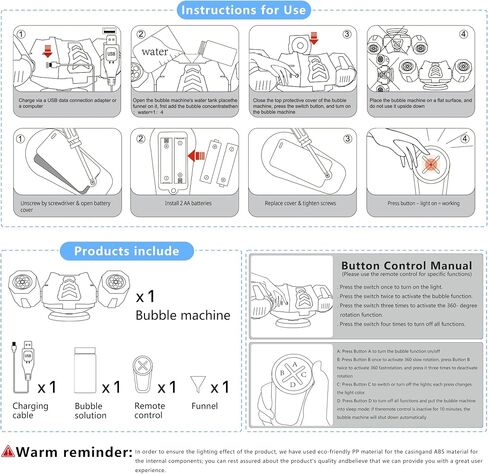 Bubble Machine, Rechargeable Dual-Nozzle Bubble Machine for Kids in Kuwait