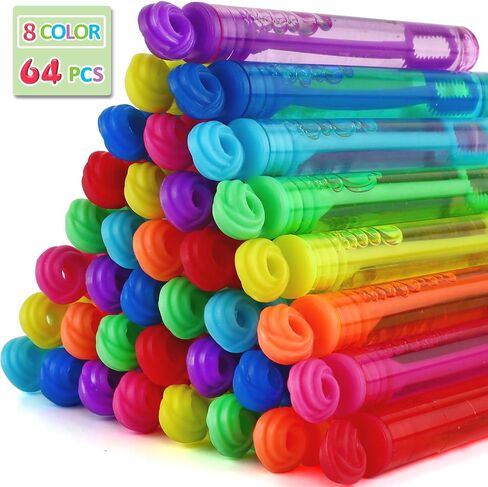 64 Pack Mini Bubble Wands Party Favors, Neon Bulk Birthday Treats for Kids in Saudi Arabia