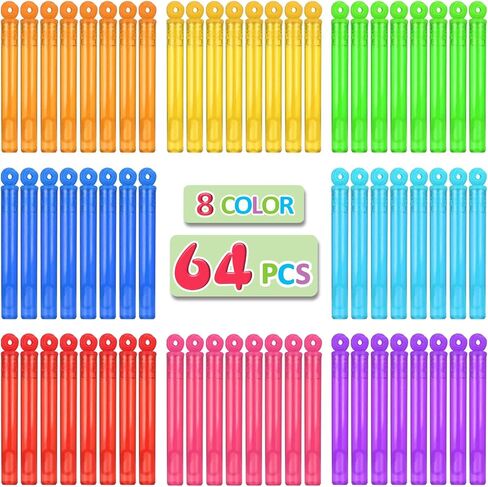 64 Pack Mini Bubble Wands Party Favors, Neon Bulk Birthday Treats for Kids in Saudi Arabia
