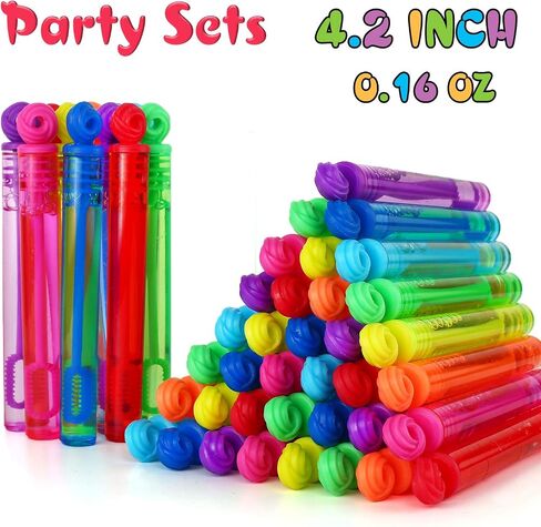 64 Pack Mini Bubble Wands Party Favors, Neon Bulk Birthday Treats for Kids in Saudi Arabia