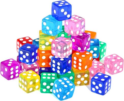 GWHOLE 40 Pieces 16mm Dice Set, 8 Translucent Colors in Saudi Arabia