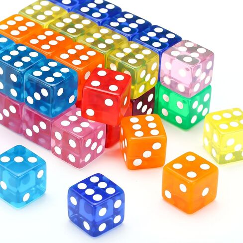 GWHOLE 40 Pieces 16mm Dice Set, 8 Translucent Colors in Saudi Arabia
