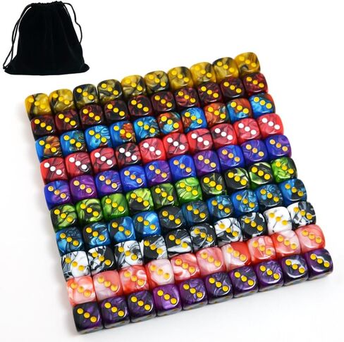 Smartdealspro 100-Pack Two Color Round Angle Six Sided Dice Die with Free Pouch for Tenzi, Farkle, Yahtzee, Bunco or Teaching Math (12mm) in Saudi Arabia