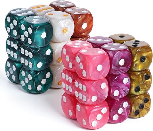 36 Pcs Polyhedral Dice 6 Sided 16mm Smooth Round Corner Dices Multicolored Acrylic Dices Set Classroom Teaching Math Learning Party Entertainment for Dice Table Games Games Board in Kuwait
