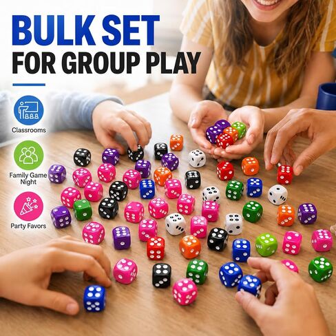50 Pcs Dices Set, 15mm 6 Sided Colored Dice for Dice Games, Math Learning in Saudi Arabia