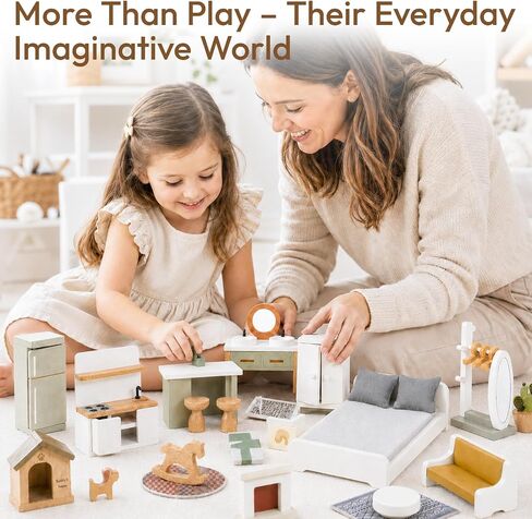 Giant bean 33 PCS Modern Wooden Dollhouse Furniture Set in Saudi Arabia