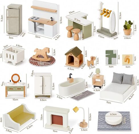 Giant bean 33 PCS Modern Wooden Dollhouse Furniture Set in Saudi Arabia