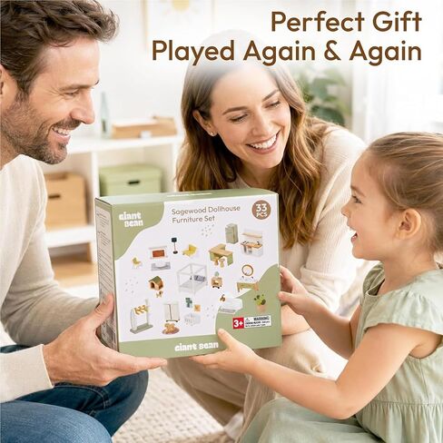 Giant bean 33 PCS Modern Wooden Dollhouse Furniture Set in Saudi Arabia