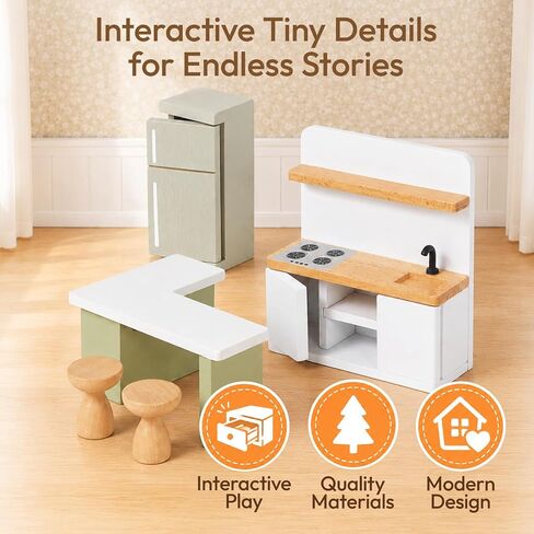 Giant bean 33 PCS Modern Wooden Dollhouse Furniture Set in Saudi Arabia