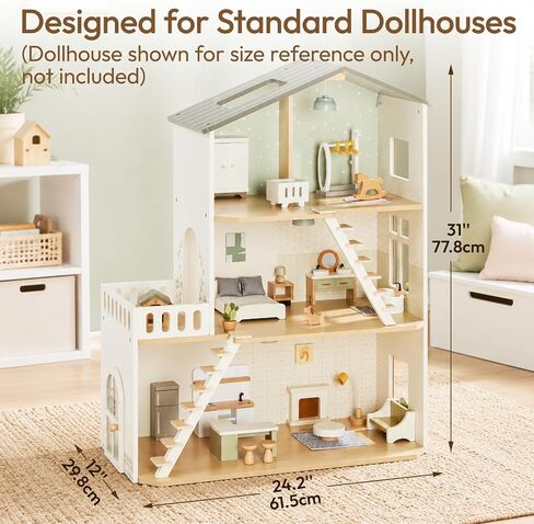 Giant bean 33 PCS Modern Wooden Dollhouse Furniture Set in Saudi Arabia