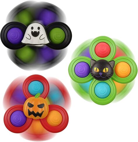 Anditoy 3 Pack Halloween Suction Cup Spinner Toys Sensory Bath Toys for Kids Halloween Treat Bags Gifts Party Favors in Saudi Arabia
