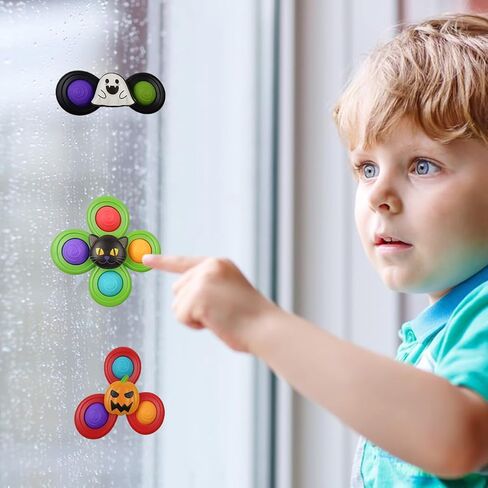 Anditoy 3 Pack Halloween Suction Cup Spinner Toys Sensory Bath Toys for Kids Halloween Treat Bags Gifts Party Favors in Saudi Arabia