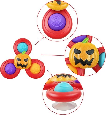 Anditoy 3 Pack Halloween Suction Cup Spinner Toys Sensory Bath Toys for Kids Halloween Treat Bags Gifts Party Favors in Saudi Arabia