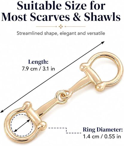 2Pcs Simple and Elegant Horsebit Silk Scarf Buckle Ring Scarf Rings for Women in Kuwait